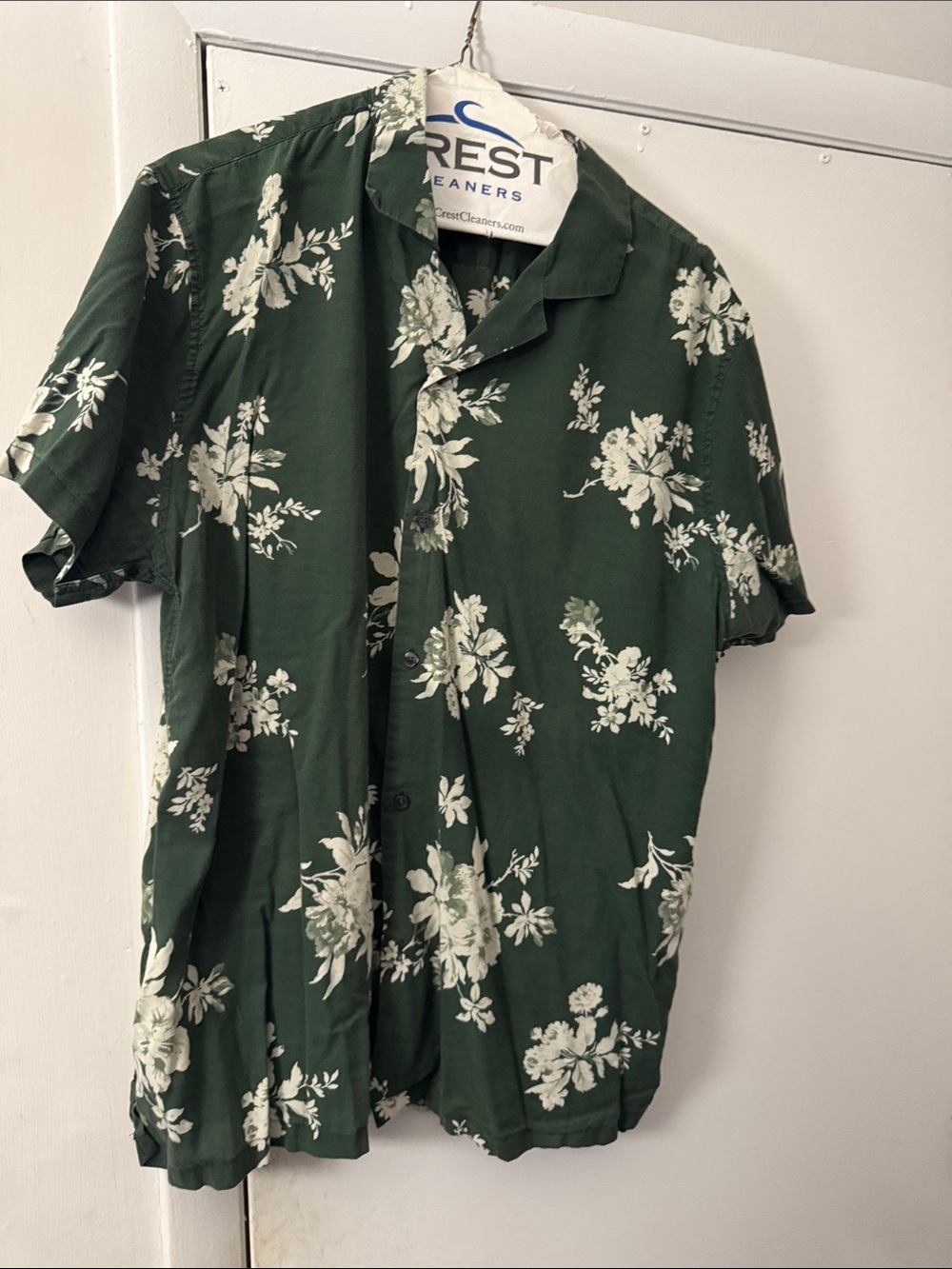 Abercrombie & Fitch Green Floral Short-Sleeve Button-Down Shirt